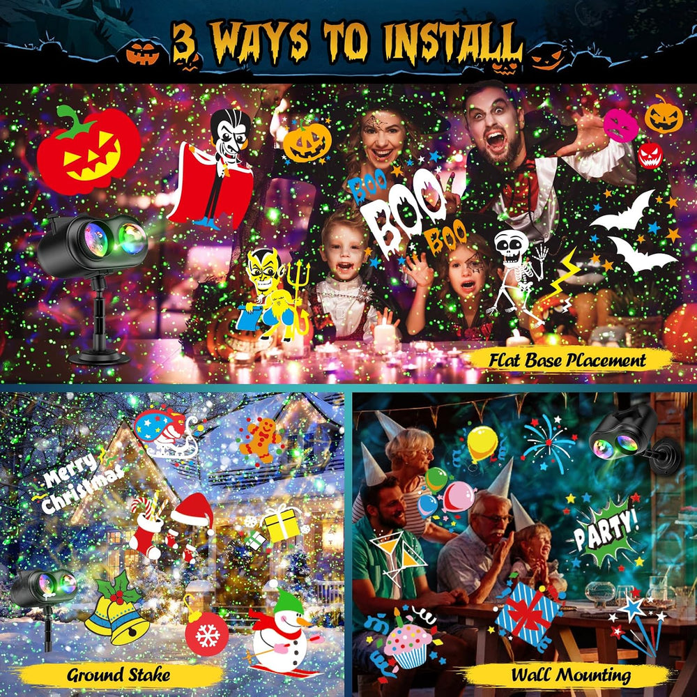 Halloween Christmas Projector Lights Outdoor with Ocean Wave & Firefly Li...