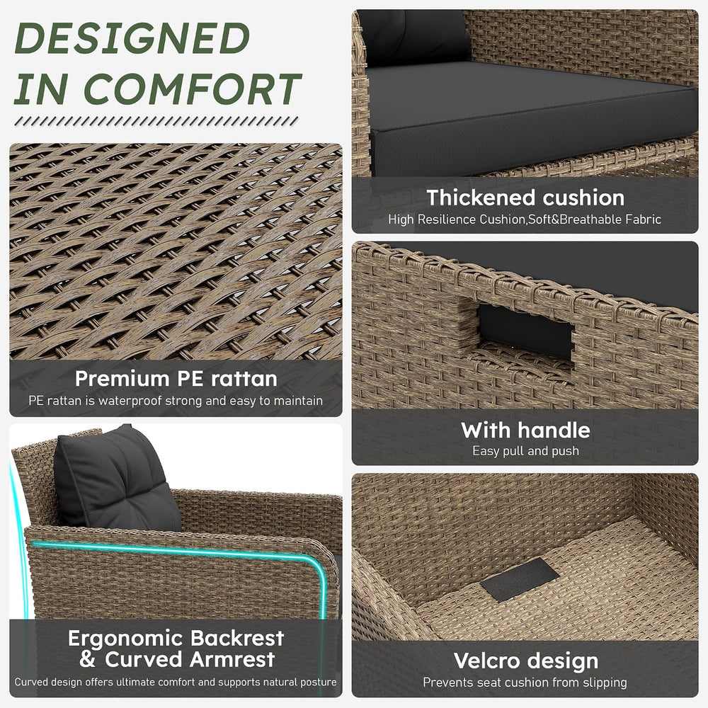 LHBcraft 5 Piece Patio Furniture Set, PE Wicker Outdoor Furniture Set with So...