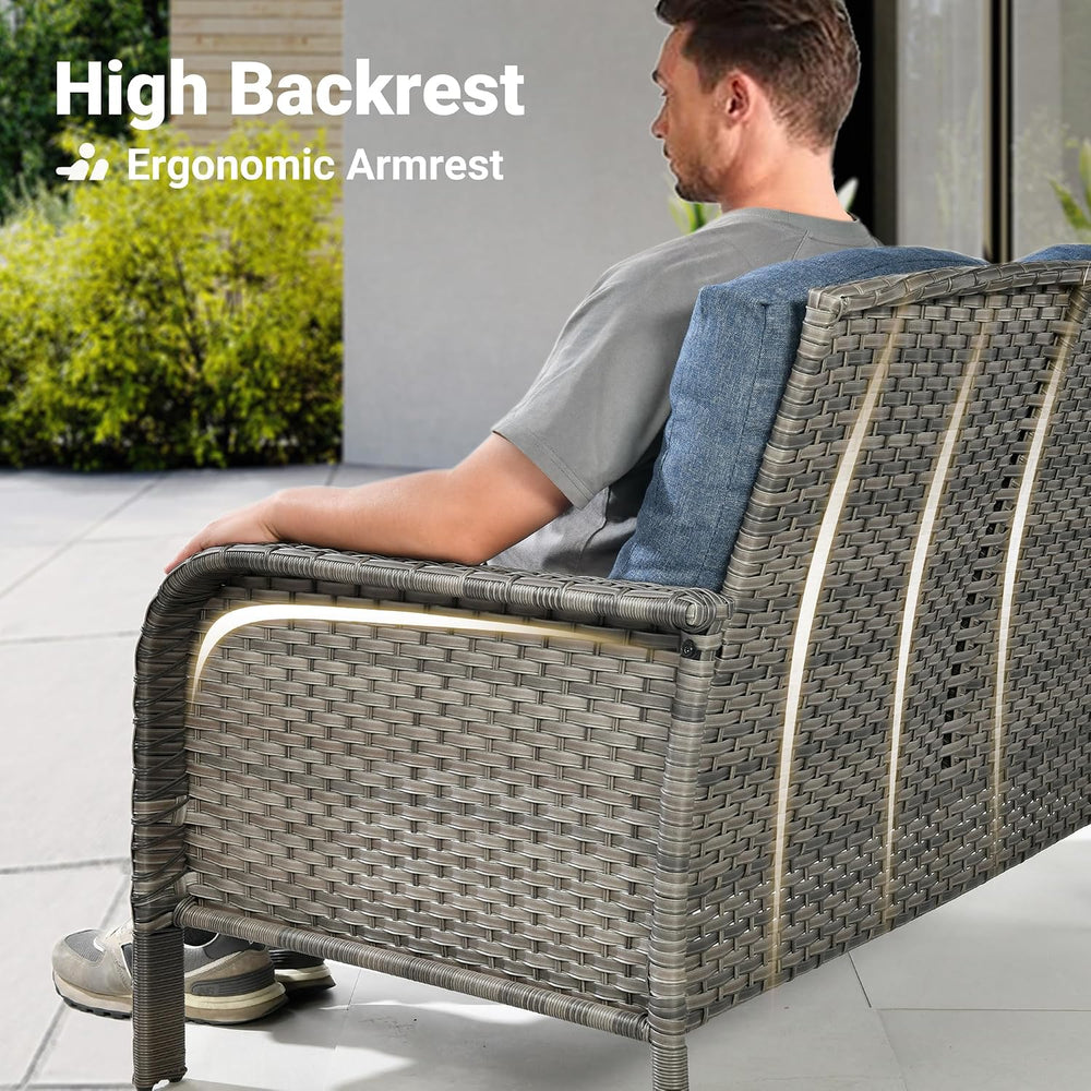 ovios 2-Piece Patio Furniture Set, Outdoor Wicker Sofa with Chairs, High Back...