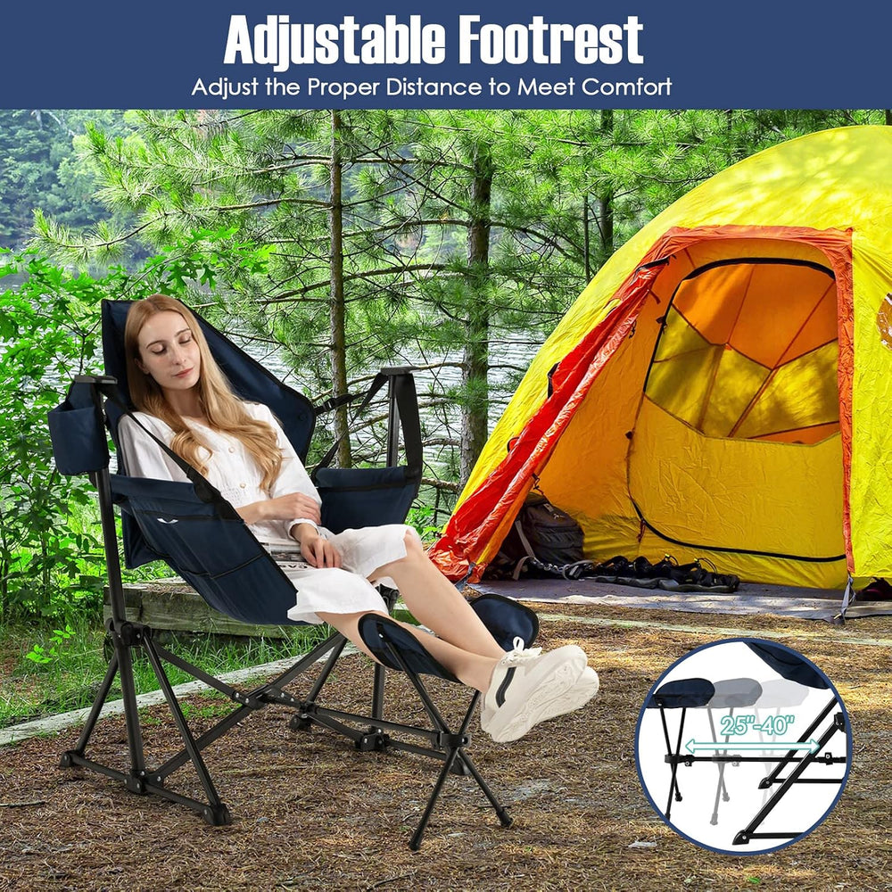 GIANTEX Outdoor Hammock Camping Chair - Rocking Chair with Removable Footrest...