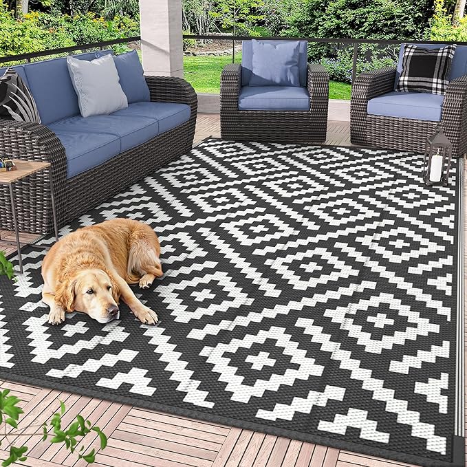 GENIMO Outdoor Rugs 8x10 Waterproof, Reversible Mats, Area Plastic Straw Rug,...