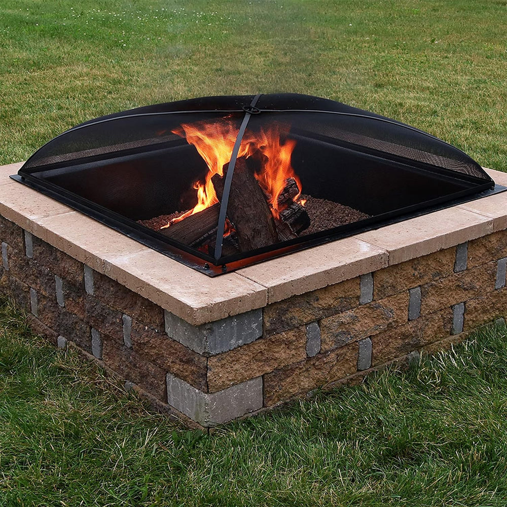 Sunnydaze Heavy Duty Square Fire Pit Screen Cover, Assembly-Free, 24"