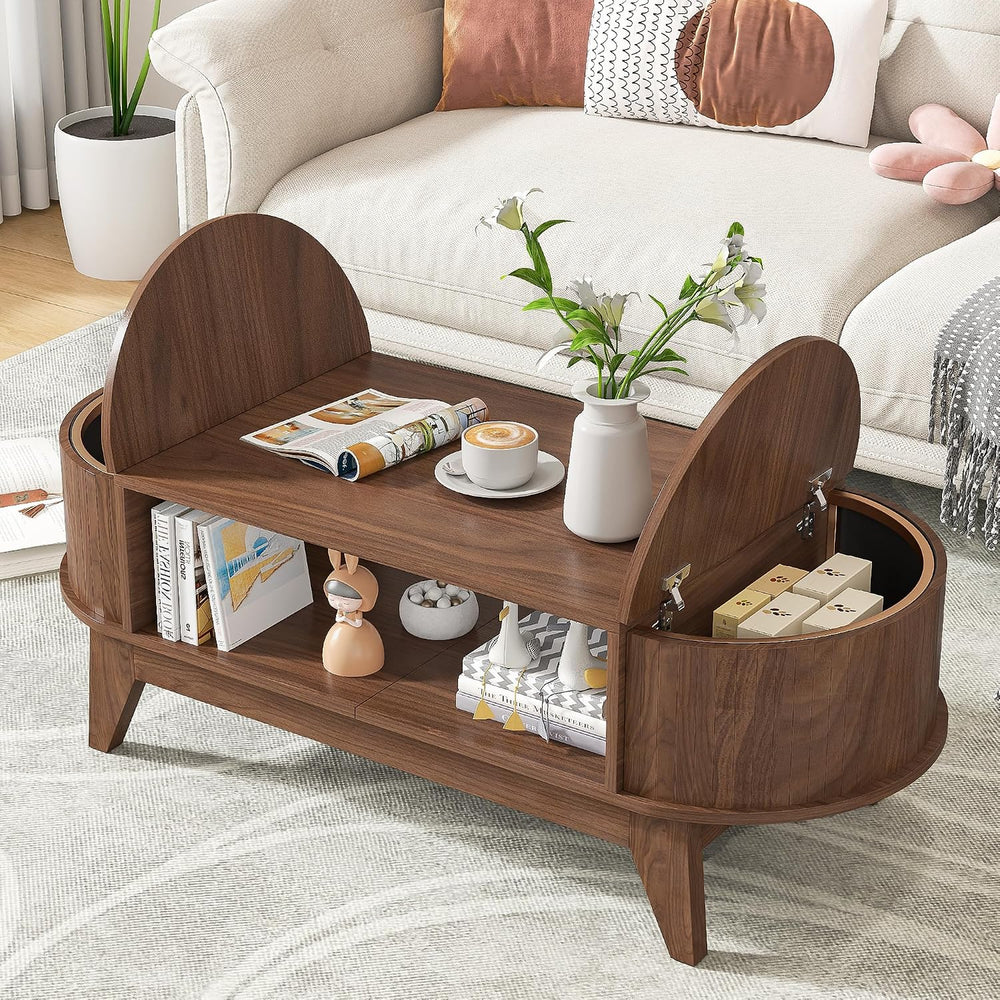 Coffee Table with Storage walnut coffee table with 2 Flip-Top Hidden Lids