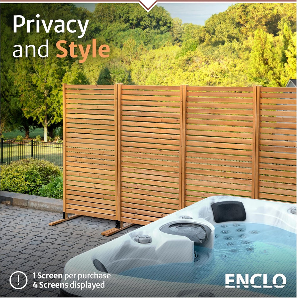 Enclo Slatted Freestanding/Surface Mounted Privacy Screen, Cedar Wood