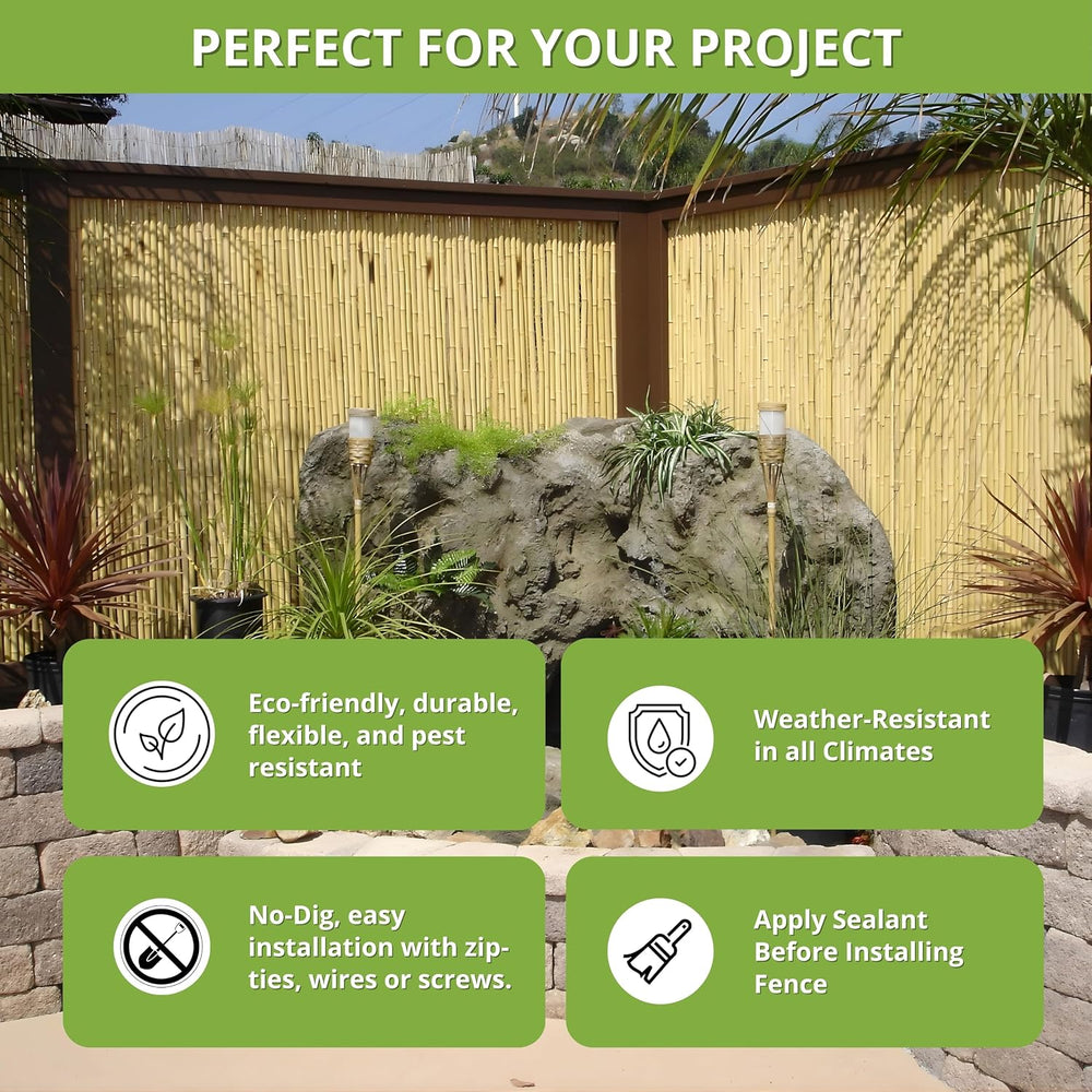 FOREVER BAMBOO Natural Bamboo Fencing Decorative Rolled Fence Panel 1 in D x ...