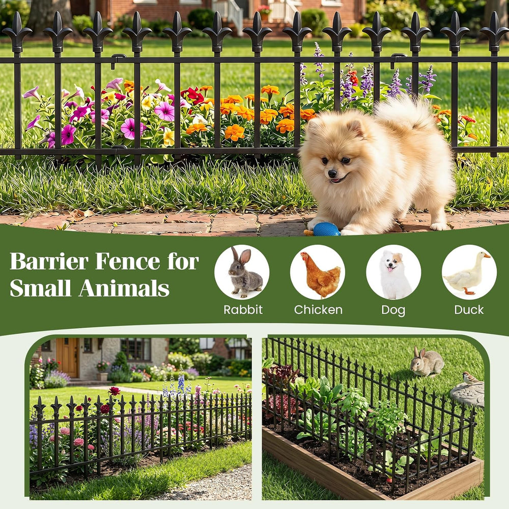 GIANTEX 10 Panels Decorative Metal Garden Fence, 18 FT, No Dig, Heavy Duty