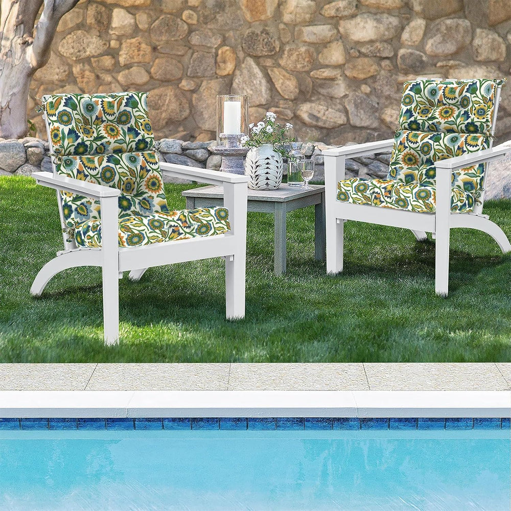 DYTXIII Outdoor High Back Chair Cushions Set of 2, Water Repellent Tufted Roc...