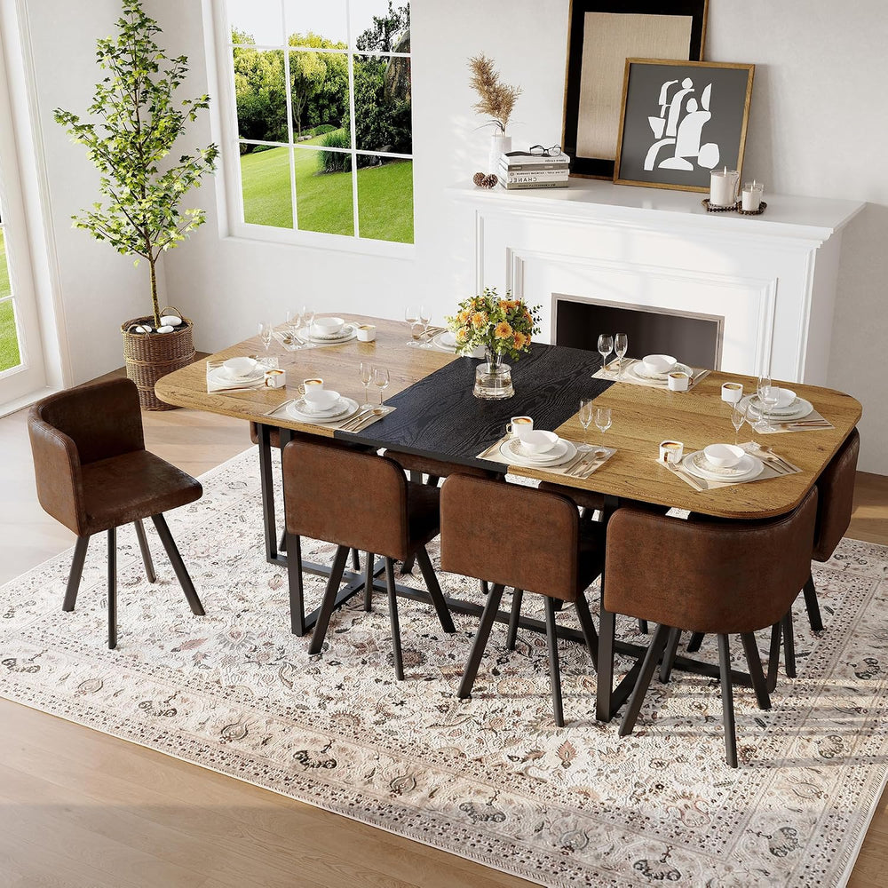 dining room table set for 8, 9-Piece Farmhouse Kitchen & Living Room Set,...