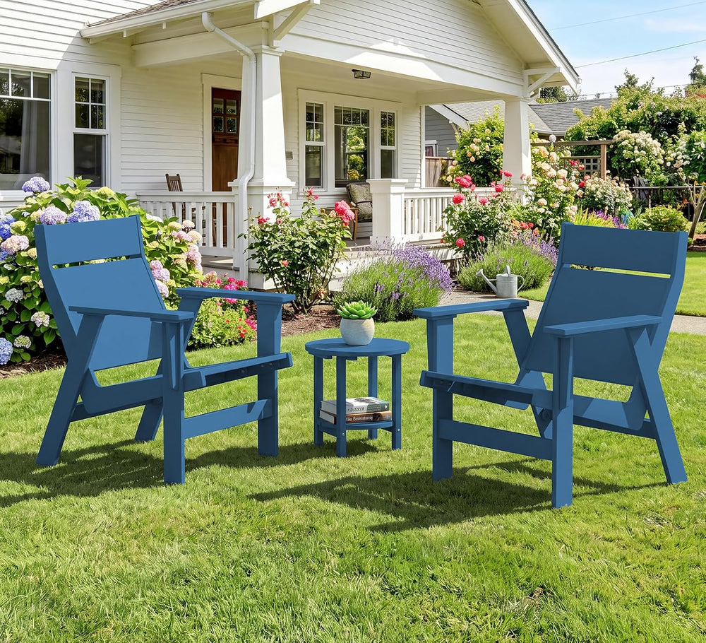 KINGYES Modern Adirondack Chair, Slateless Design, Navy