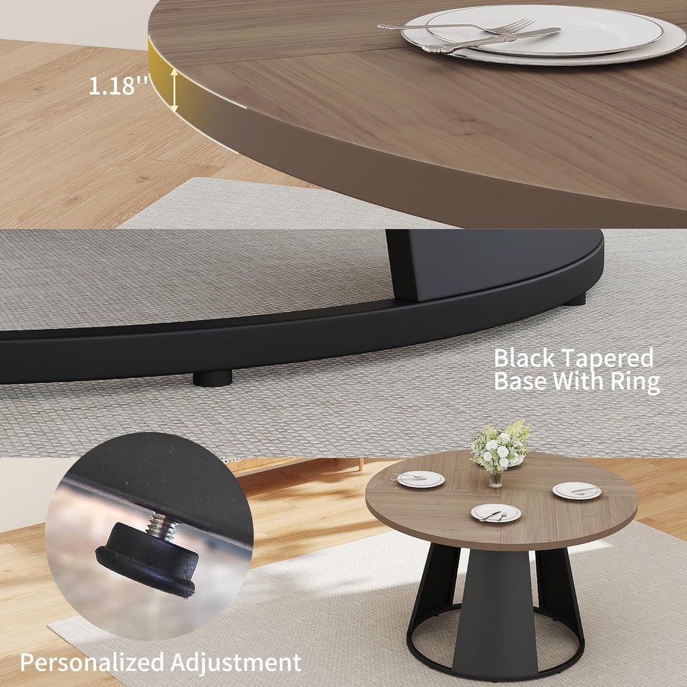 HIPIHOM 47.2” Round Dining Table Set for 4 Modern Wood Table with 4 Upholster...