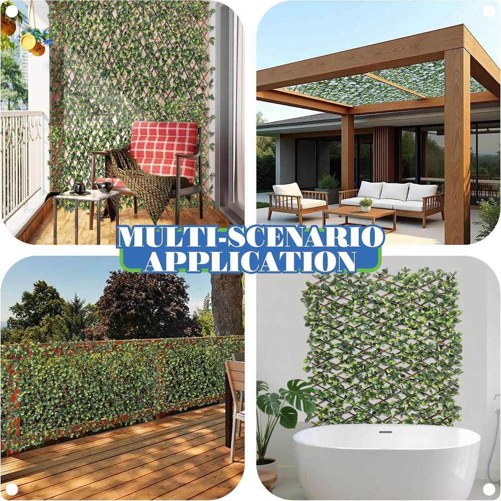 ECOOPTS Stretchable Artificial Buxus Leaf Faux Ivy Privacy Fence Screen, Expa...