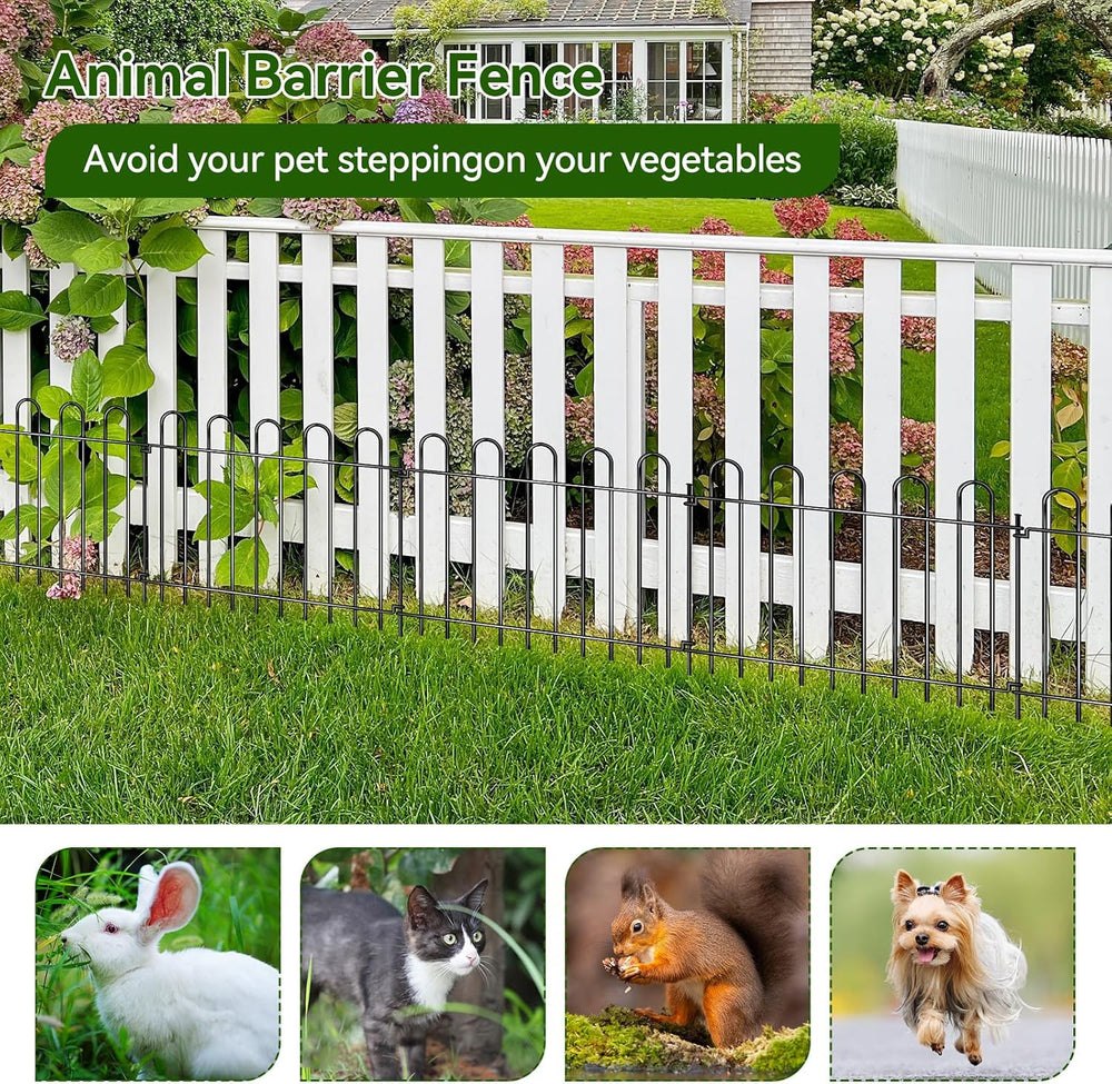 26 Panels Decorative Garden Fence, 37ft X 20in Rustproof Metal Animal Barrier...