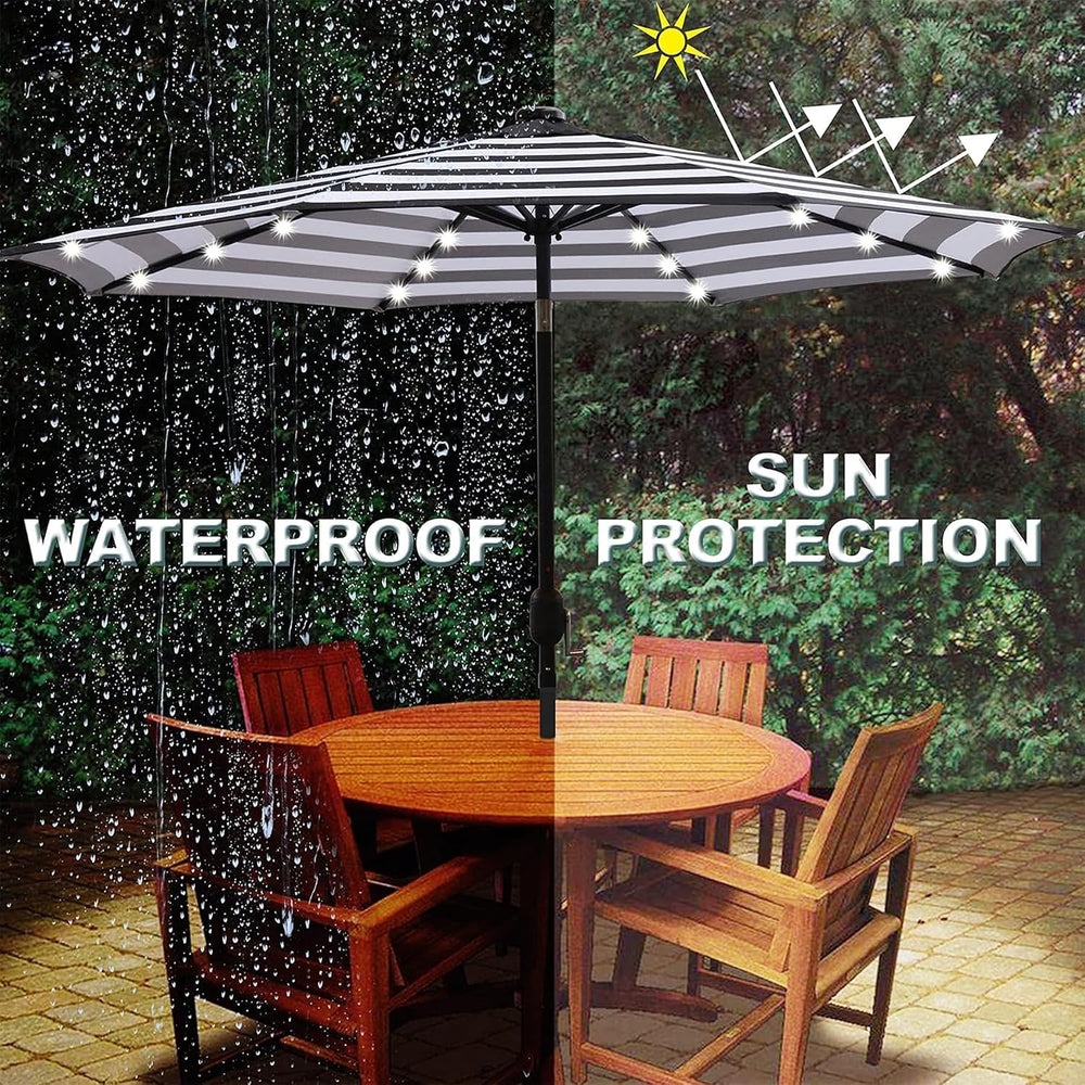 Blissun 9 ft Solar Umbrella 32 LED Lighted Patio Umbrella Table Market Umbrel...