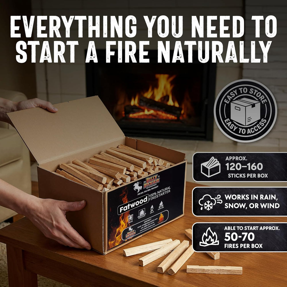 Billy Buckskin 10lb Fatwood Fire Starter Sticks, 100% Natural Firestarter