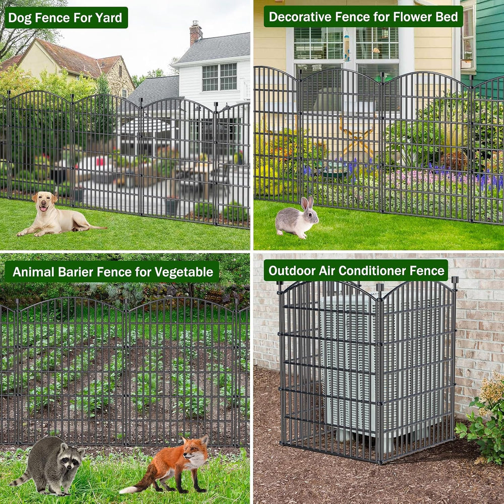 5 Panel No Dig Decorative Garden Fence 40" H x 11.8'L Outdoor Dog Ba...