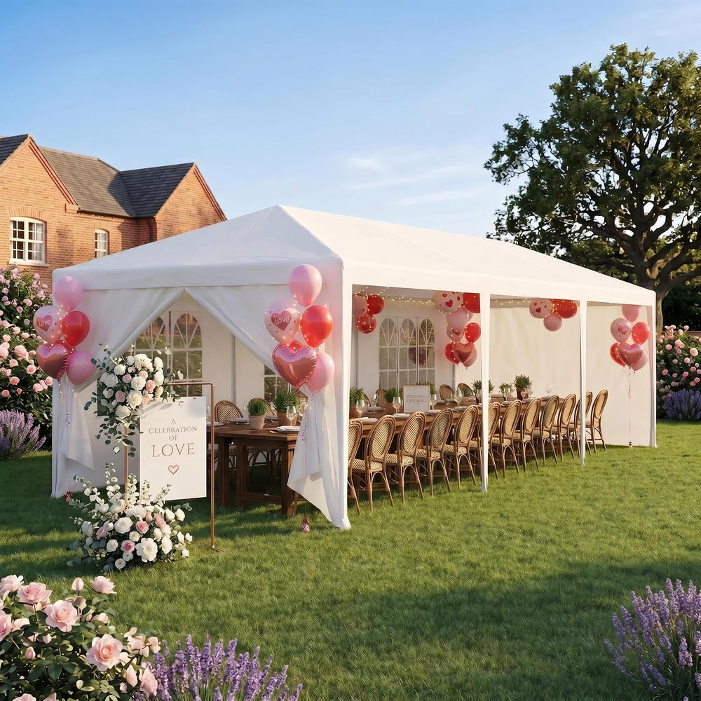 HOTEEL 10x30FT Party Tent Outdoor Canopy with 8 Removable Walls, White