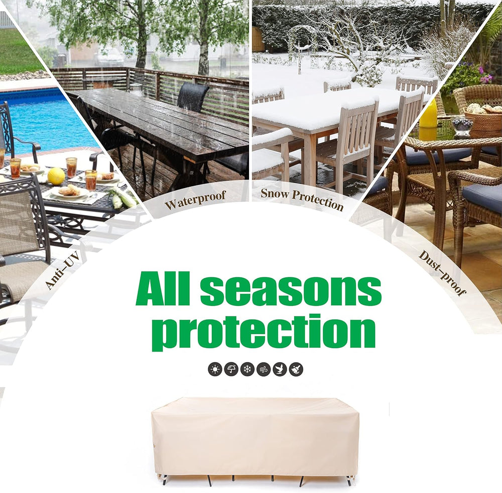 F&J Outdoors Patio Furniture Covers, Beige, 86"W x 44"D x 27.5&...
