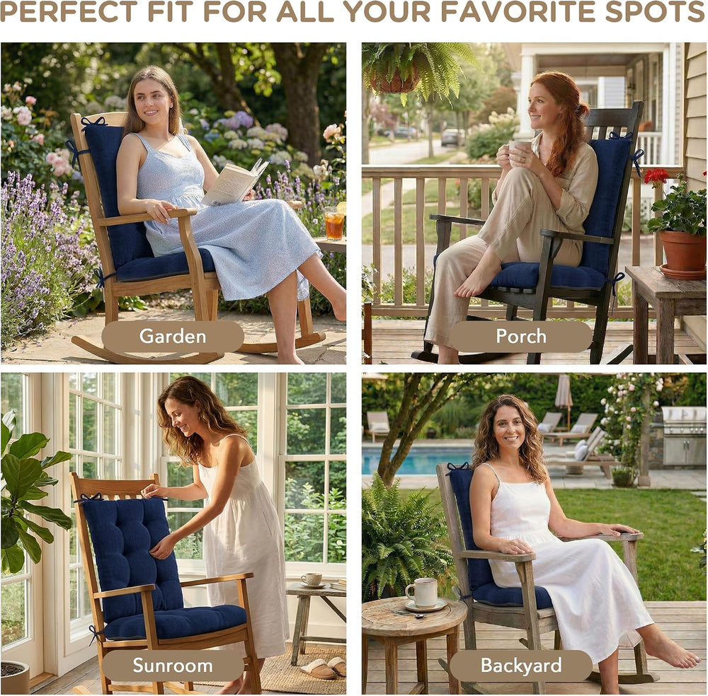 Codi Rocking Chair Cushions Indoor, Water-Resistant, Navy 1 Pack