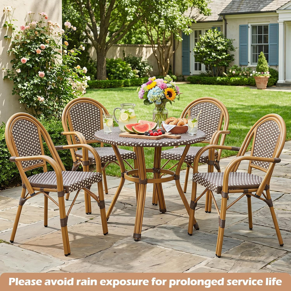 Tangkula Wicker Patio French Bistro Dining Chairs Set of 4