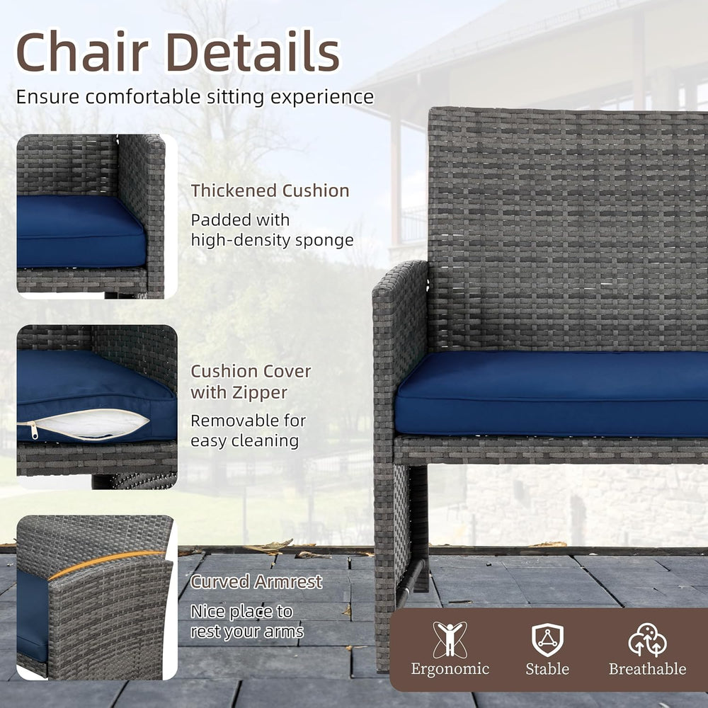 4 Piece Patio Ratten Set Outdoor Furniture Set Wicker Conversation Set with C...