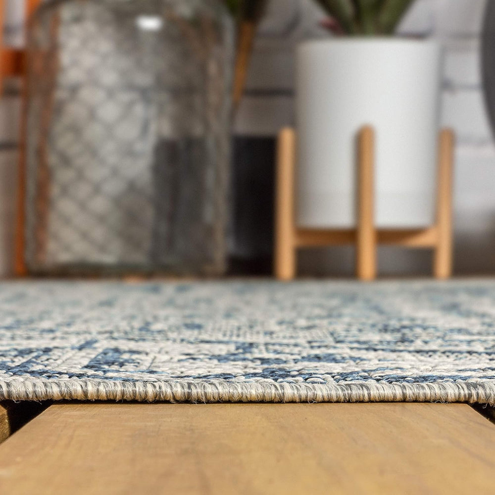 JONATHAN Y Boho Medallion Indoor Outdoor Area Rug 8X10 Navy/Gray, Estrella Te...