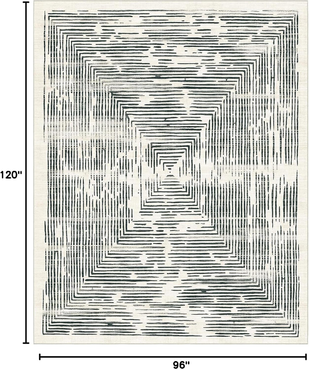 BLISSA 8x10 Area Rugs for Living Room - Soft Washable Geometric Black White