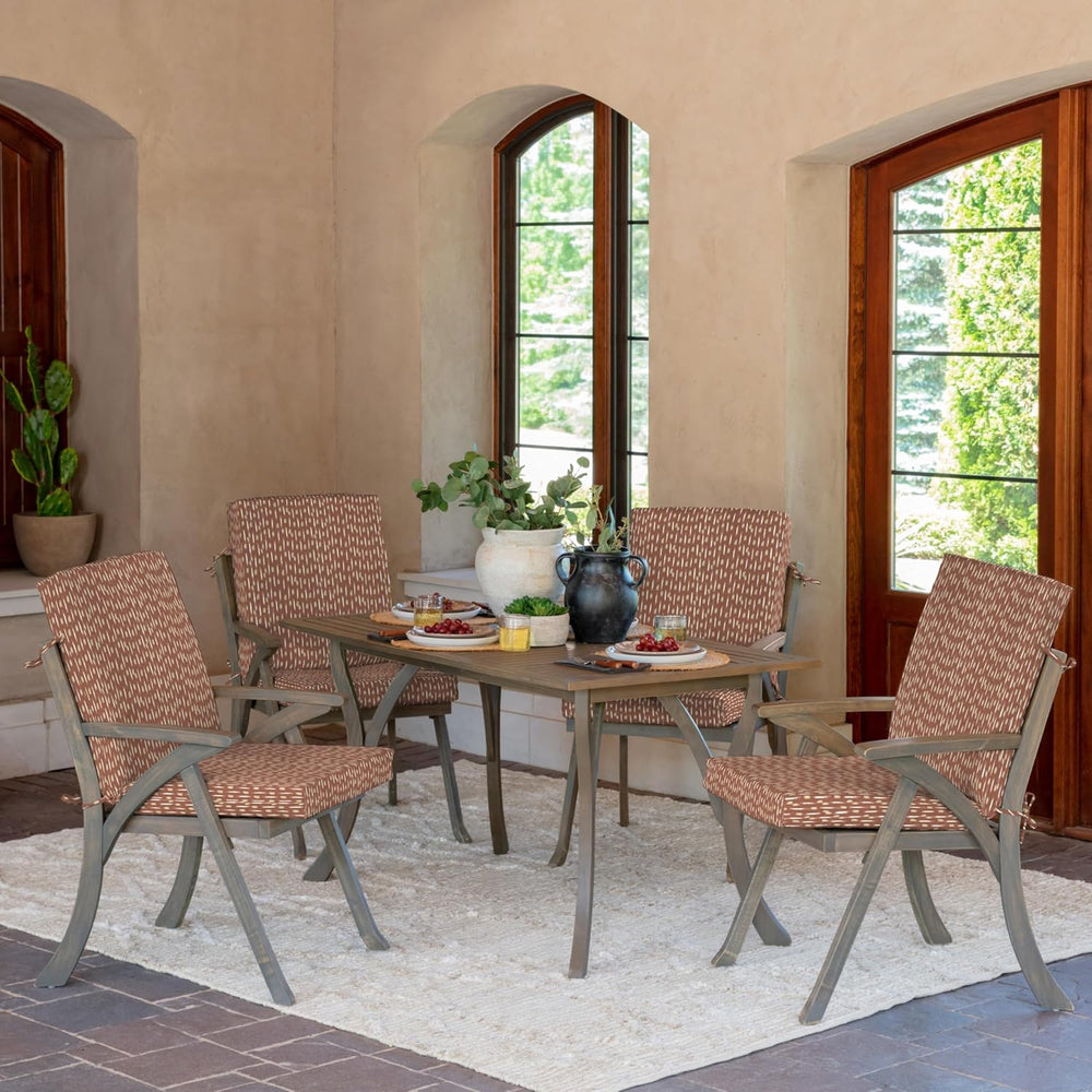 Arden Outdoor Dining Chair Cushion, 20x44, Rust Red Brushed Texture