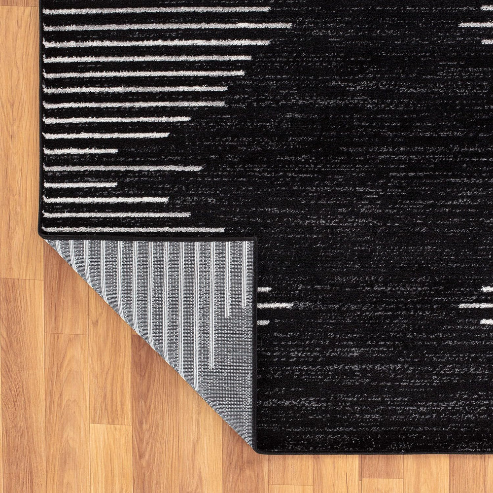 Rugshop Bohemian Stripe Stain Resistant Area Rug Black 3'3" x 5'