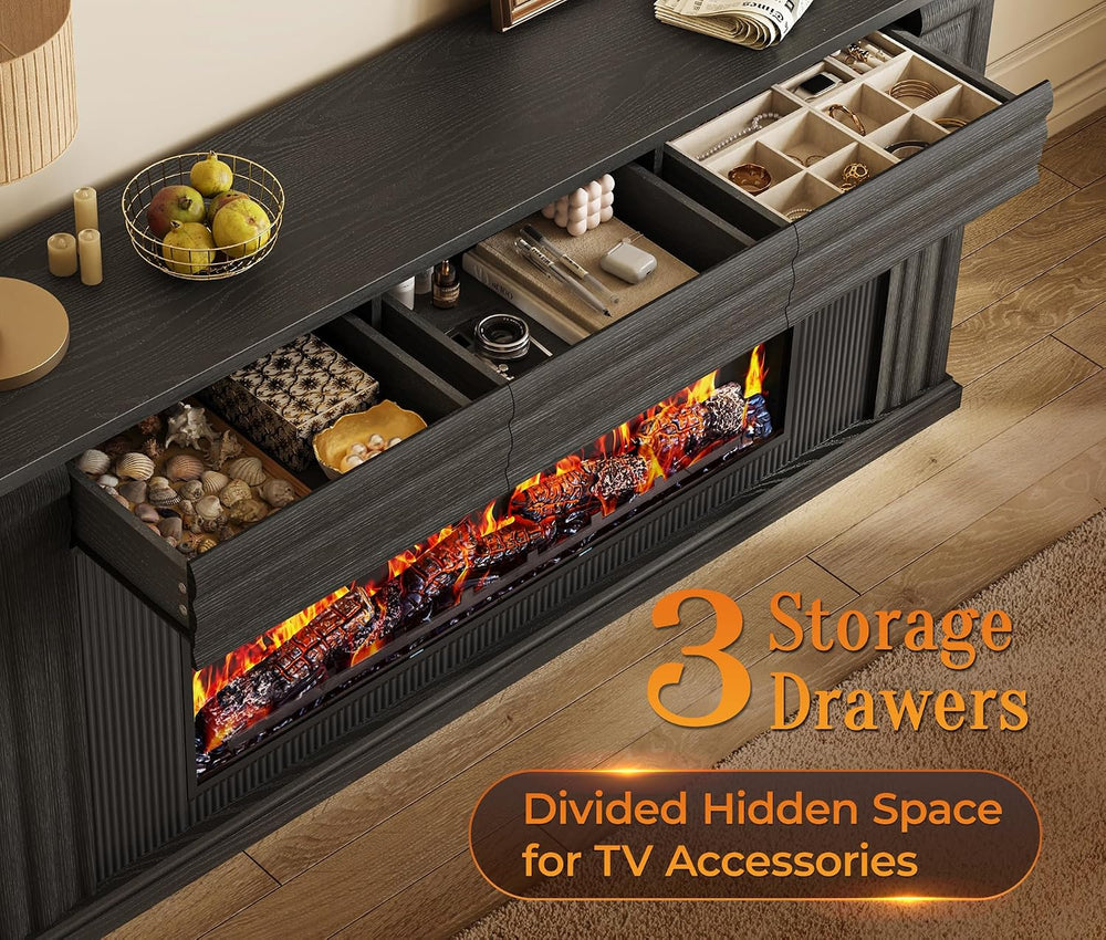 PRAISUN 70'' Fireplace TV Stand with 42'' Electric Fireplace,...