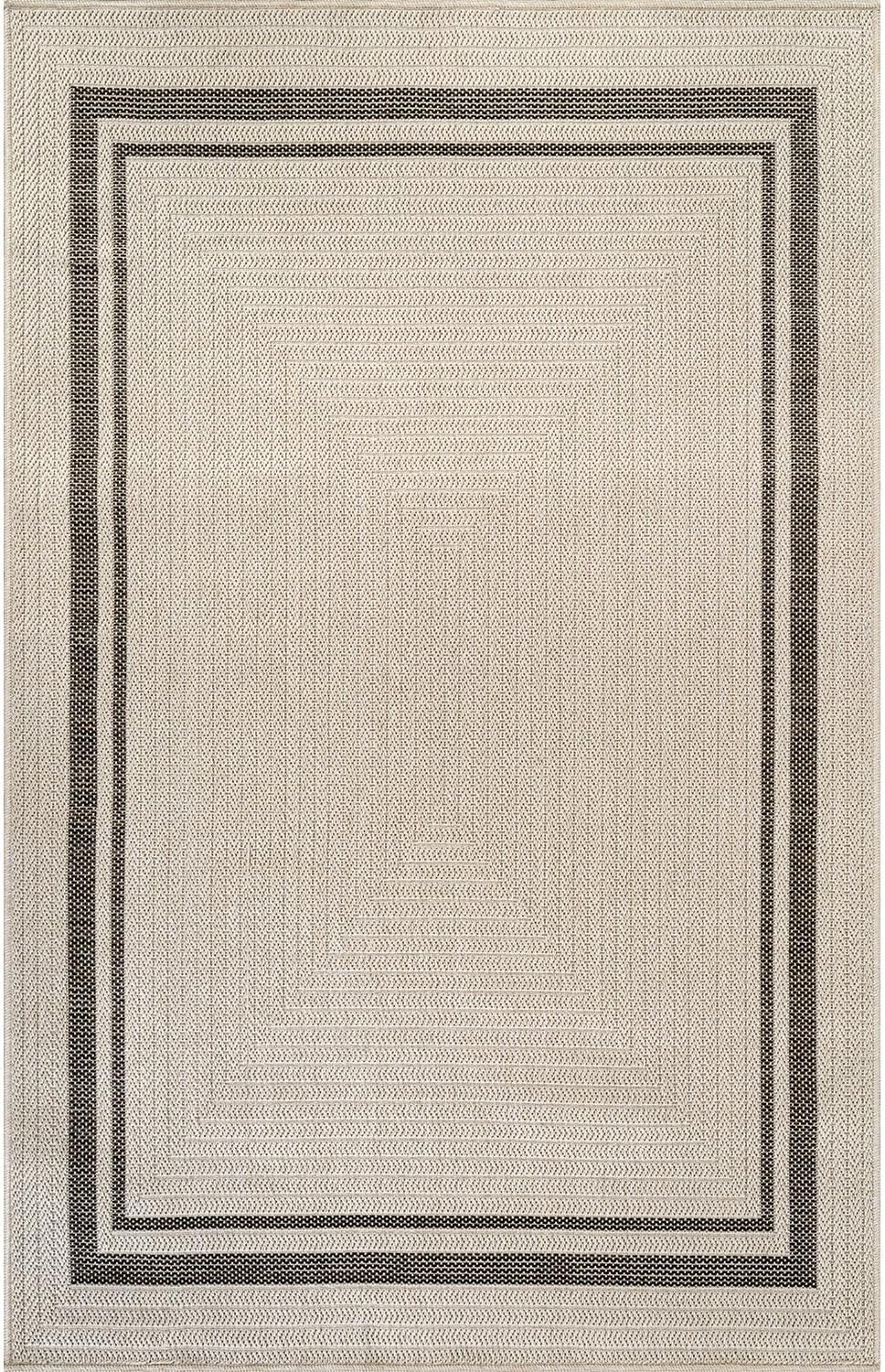 Beverly Rug Easy Jute Bordered Rug 10x14 Washable Large Indoor Outdoor Area R...