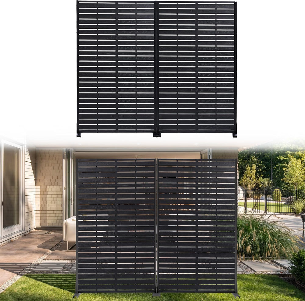 Outdoor Privacy Screen Freestanding 10 Panels for Outside,Black