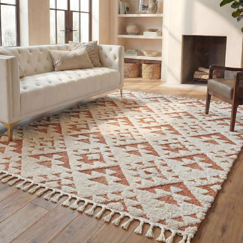 SAFAVIEH Area Rug 8x10 - Moroccan Tassel Shag Collection - Large - Ivory &amp...