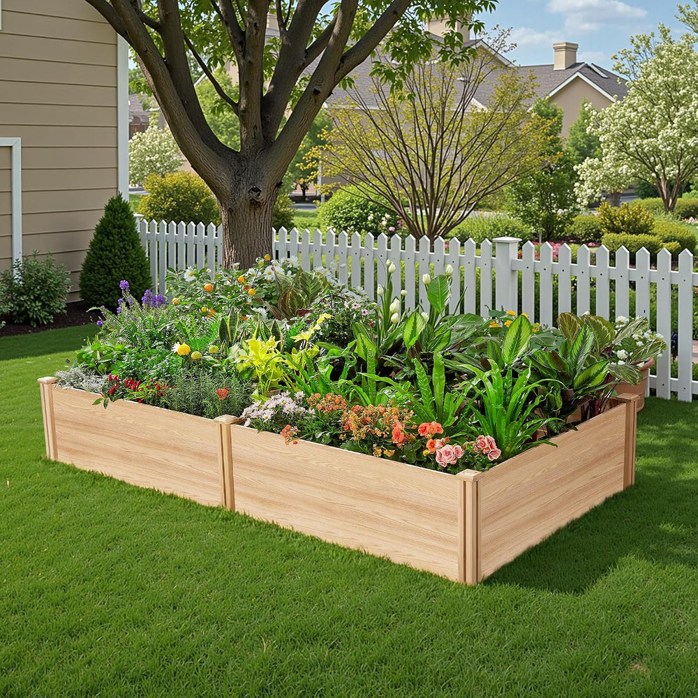 SPECRAFT 8x4 Ft Wood Raised Garden Bed, 15 Inch Deep Planter Box