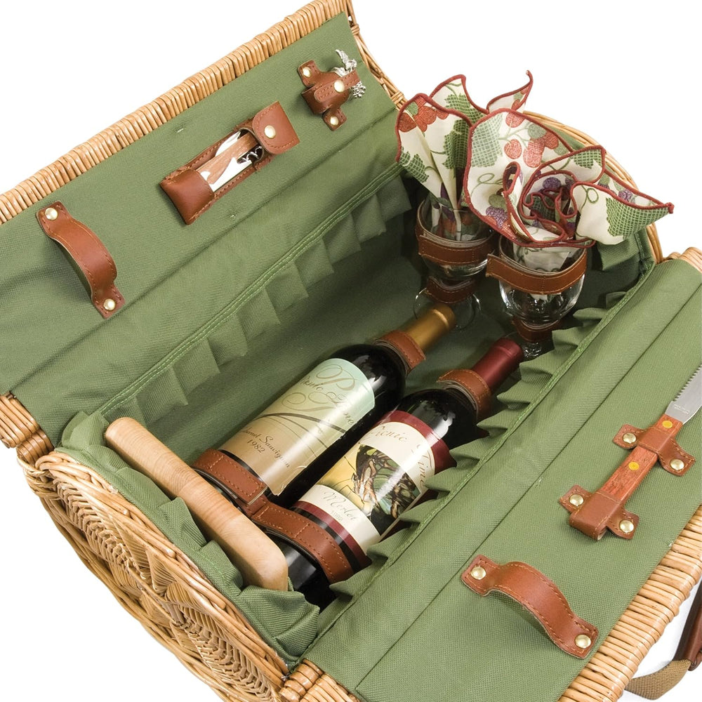 PICNIC TIME Verona Wine & Cheese Picnic Basket, Romantic English-Style Ro...