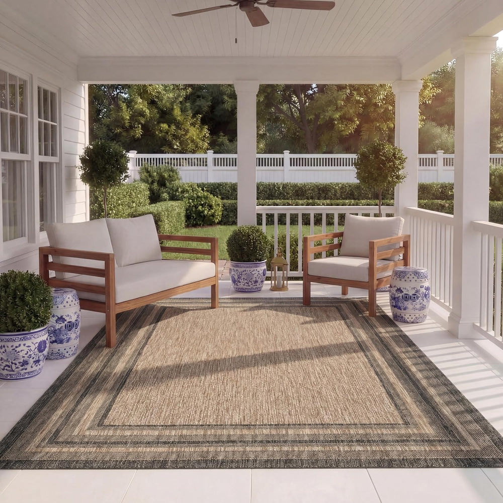 SAFAVIEH Courtyard Collection 9' x 12' Natural / Black CY8475 Indoor/...