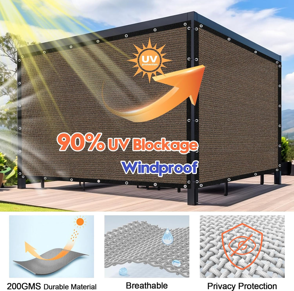 10' X 20' 90% Sun Shade Cloth Outdoor Patio Mocha Pergola Shades Cove...