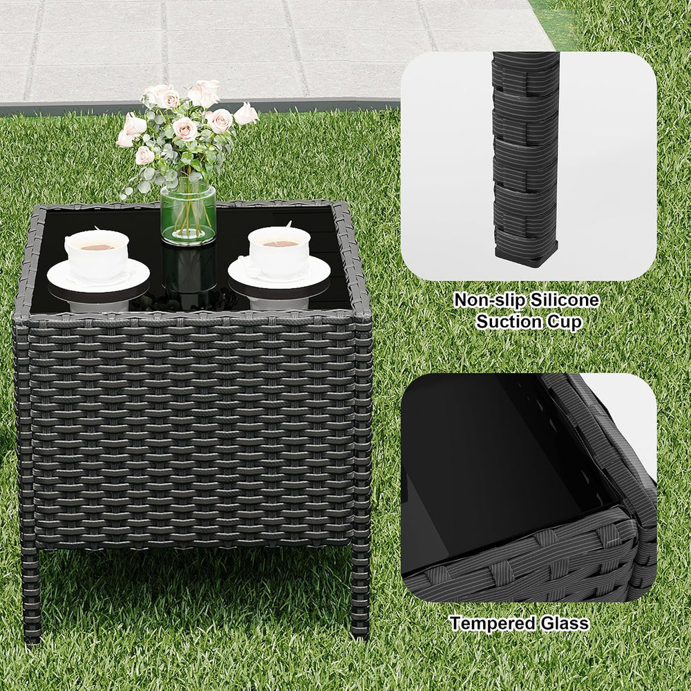 3 Pieces Patio Furniture Sets, Outdoor Wicker Furniture with Soft Cushion and...