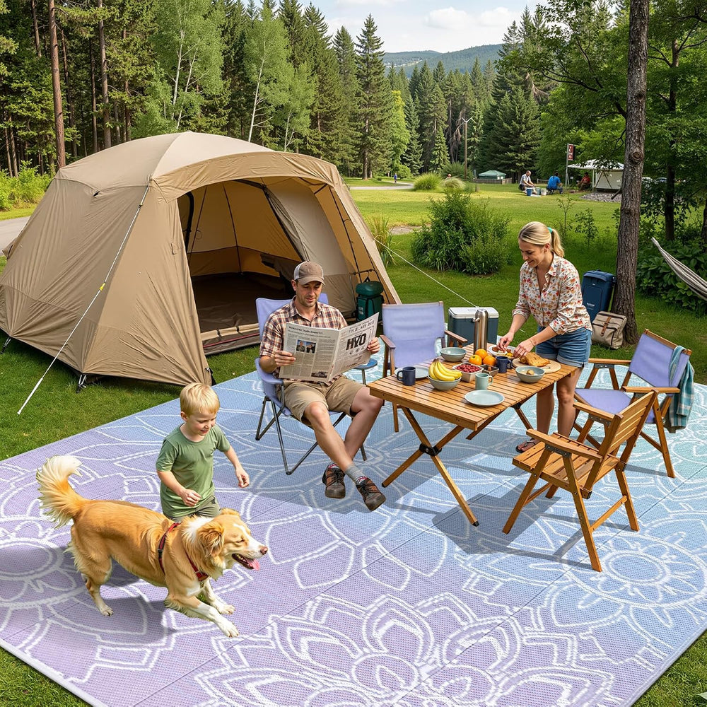 LOKHOM Outdoor Rug for Patio 6x9 ft Reversible Plastic Straw Patio Camping Ru...