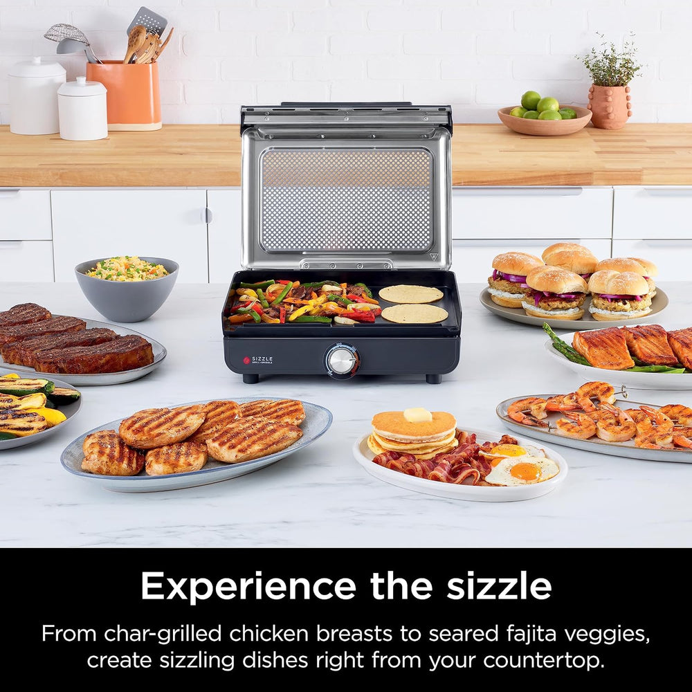 Ninja® Sizzle™ Indoor Grill & Griddle, 14'', 500°F, Grey/Silver, ...