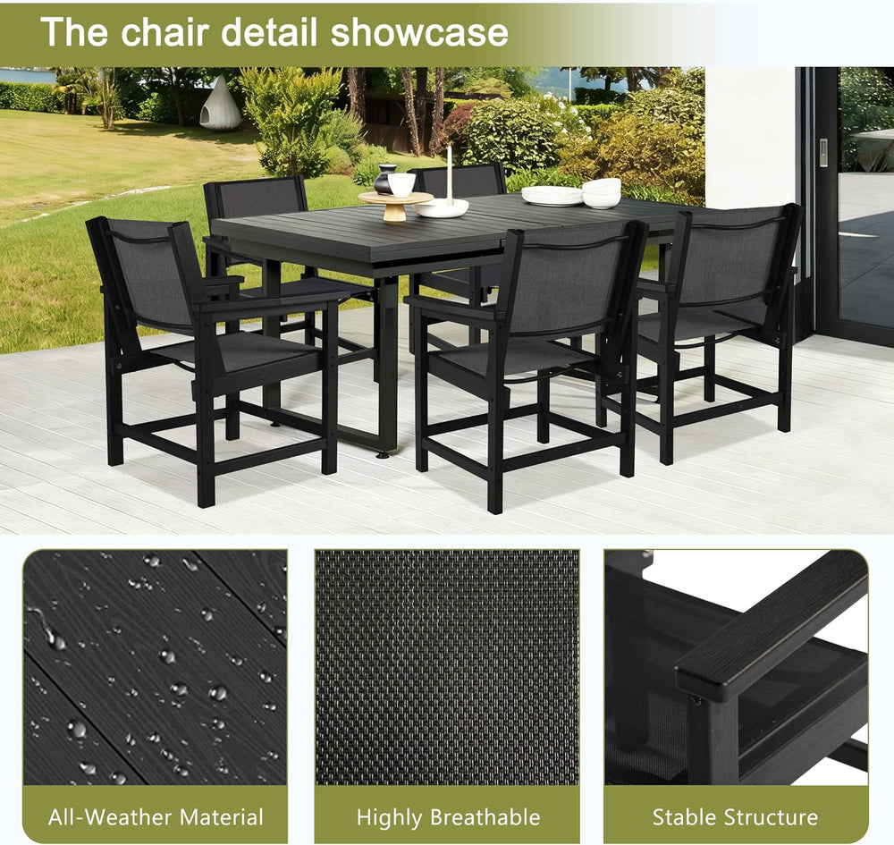 LZRS Dining Chairs,HDPE Outdoor Chairs Set of 2, All Wather Heavy Duty with C...
