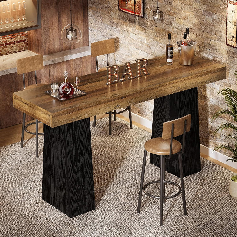 Tribesigns 63 Inch Bar Table, Bar Height Counter Table, Brown Black (1)