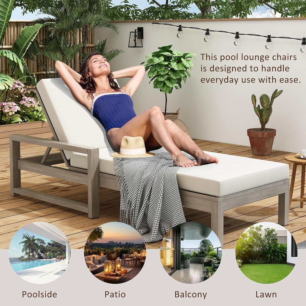 Outdoor Chaise Lounge 2 Pcs, 5-Position Adjustable Lounge Chair with Cushion ...