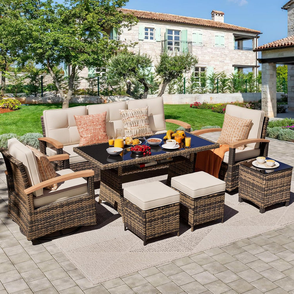 MEISSALIVVE 7 Pieces Patio Furniture Sets, PE Wicker Outdoor Conversation Set...