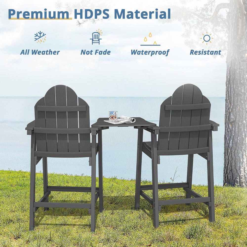 LUE BONA Tall Adirondack Chair Set of 4, HDPS Bar Height Chairs, Dark Gray