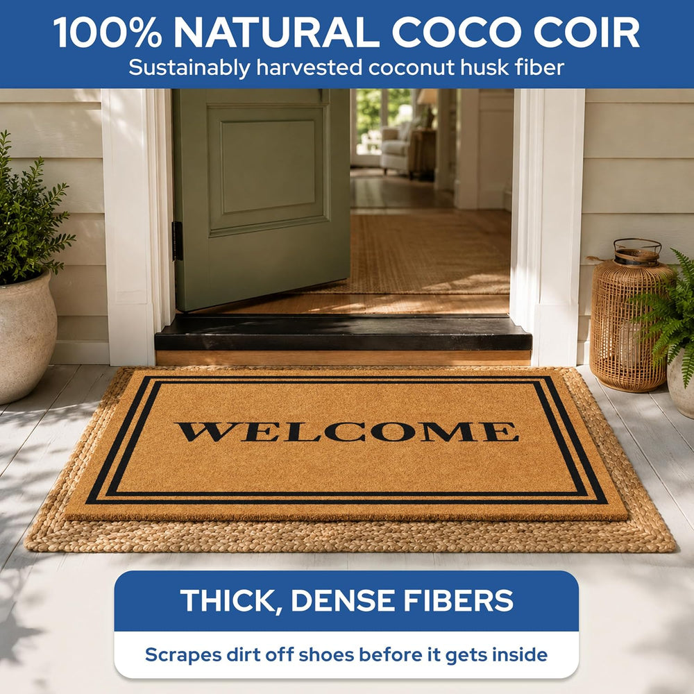 Barnyard Designs Natural Coco Coir Non-Slip Doormat (24x36, Welcome)