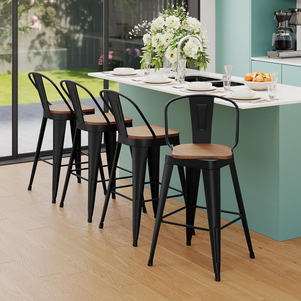 Aklaus Swivel Bar Stools 30 inch Metal Swivel Bar Height Barstools Set of 4 M...