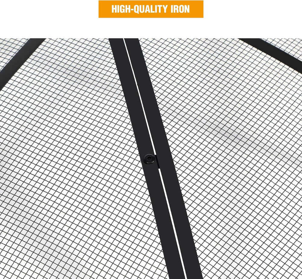 Fire Pit Spark Screen 40 Inch Cover Round, Heavy Duty Collapsible Outdoor Fir...