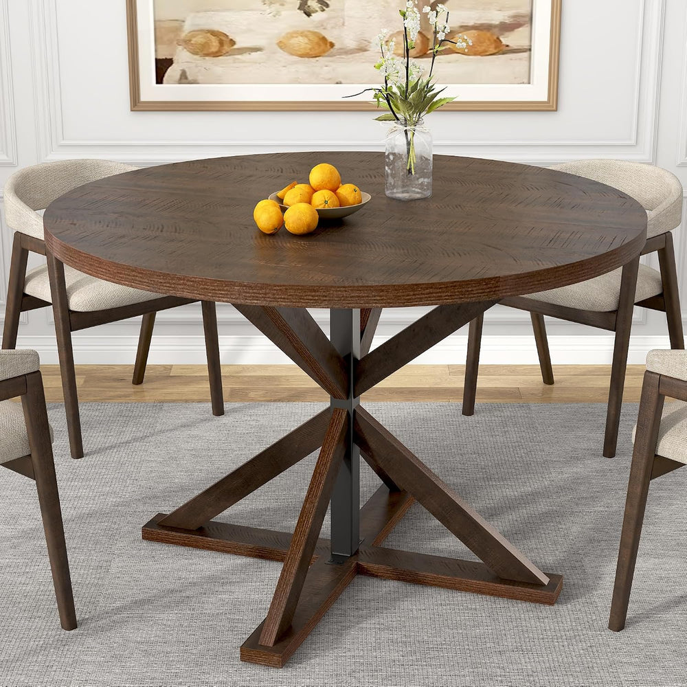 jiteentarou Round Wood Dining Table for Kitchen,Dining Room,Living Room,Farmh...