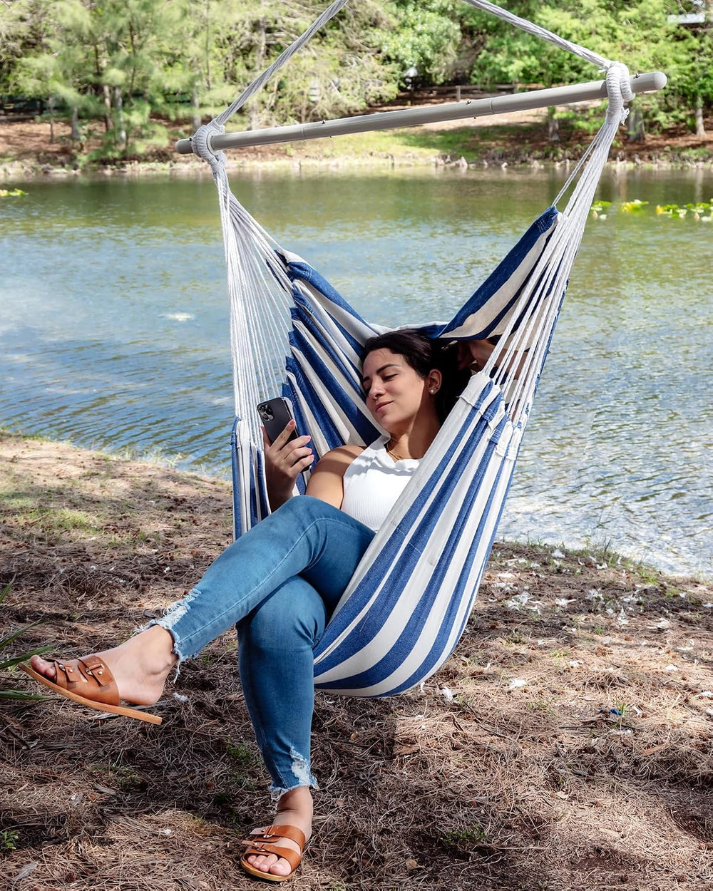 ADVOKAIR Hammock Chair Swing 500lbs Steel Bar 2 Cushions Multi Size