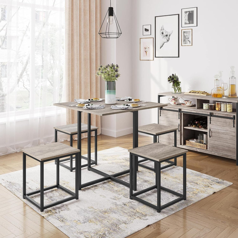 Yaheetech Small Dining Table Set for 4, Space Saving Table and Chairs, Gray